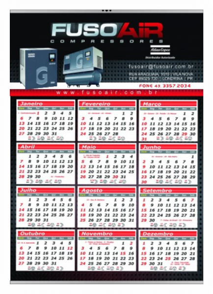 1000 Calendários de Parede A4